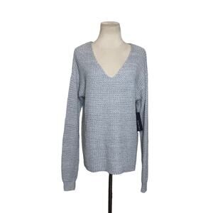 Black Tape gray honeycomb knit v neck long sleeves sweater size Small
